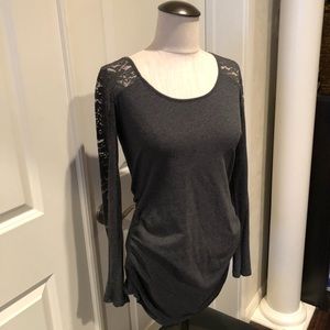 Gray lace maternity top